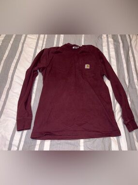 Carhartt Bundle Burgundy and Navy Long Sleeve Crewneck Tees with Chest Label